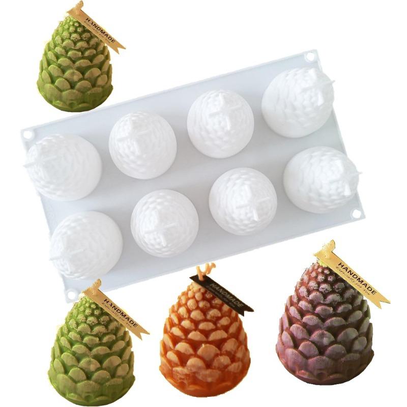 1 Pc 8 Three-dimensional Pine Cone Jelly Mousse Cake Mold Ice Cream Pineapple Mold Silicone Mold DIY Chocolate Fondant Mold