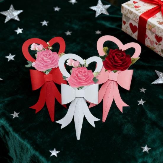 6 Pcs Single Flower Sleeves Paper Love Heart Floral Gift Flower Bouquet Wrapping Box