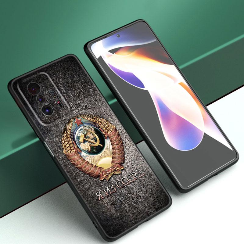 The USSR Flag Symbol Black Silicone Phone Case For Xiaomi Mi 9 SE 8 10T 11 12 13 Lite 9T 11T 12S 12T 13T 14 Pro 5G NE 11i 12X