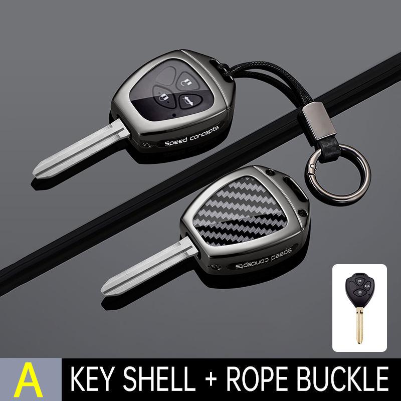 Kompatible Toyota Schlüsselhülle für 2005/2007 RAV4, Camry, Reiz, Crown, Highlander - Schale & Schnalle Set black