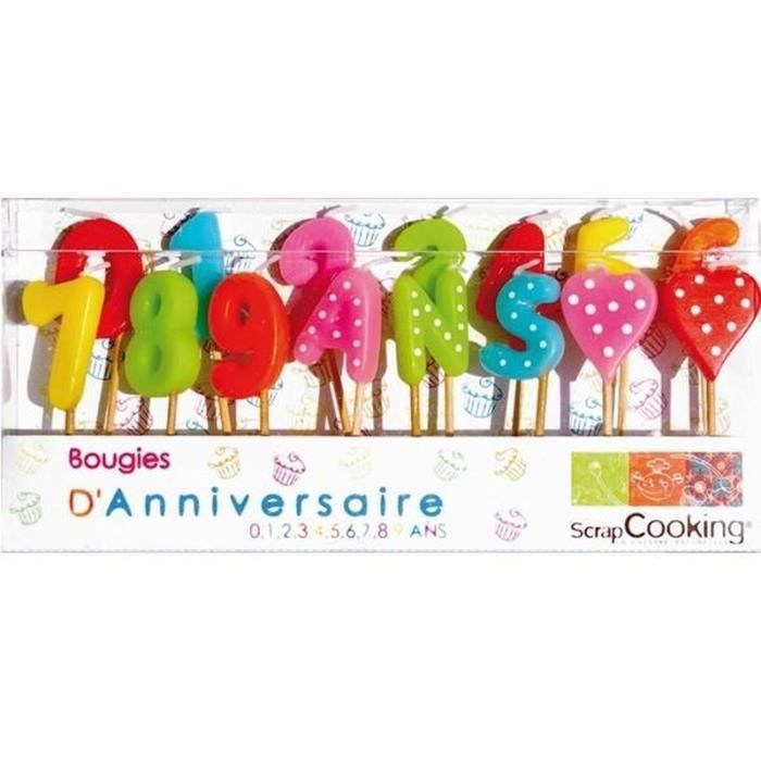 Bougies d'anniversaire - Marque inconnue - 60 pièces - Chiffres et coeurs - Blanc, rose et rouge