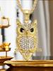 Hip Hop Iced Out Owl Pendant Necklace For Women Men Gold Color Stainless Steel Animal Bling AAA CZ Necklace Women's Jewelry Gift