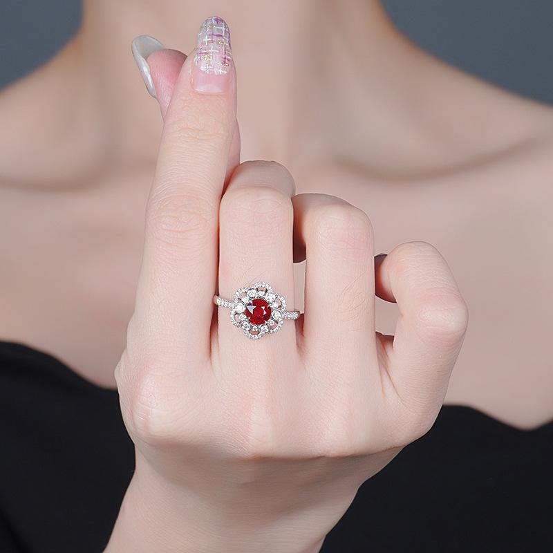 Sace Gems Klassisk Luksus Rød Zirkon Ring Dame Smykker Bryllup Løfte Selskap Gave