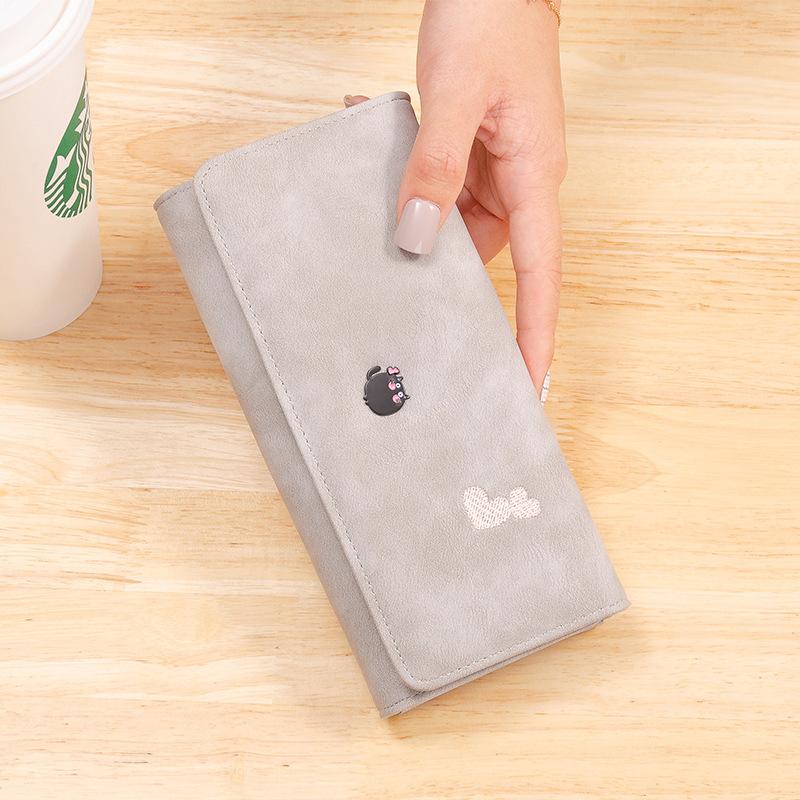 Damen-Geldbörse, Vintage-Stil, solides langes Nubukleder, Geldklammer, Clutch, Marken-Designer-Geldbörsen