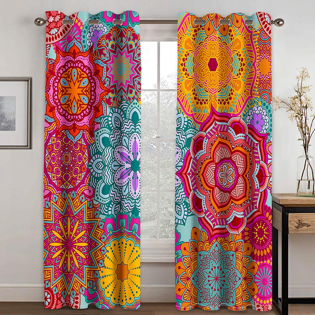 3D Bohemian Style Mandala Curtains 2 Panel Luxury Living Room Bedroom Den Kitchen Home Decor Curtains