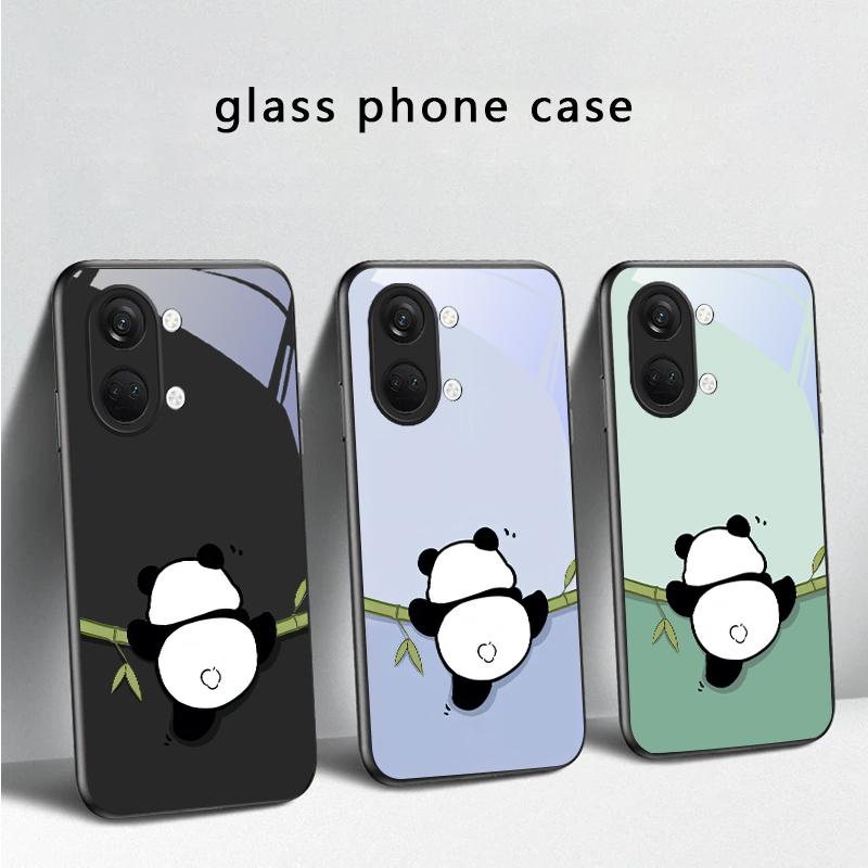 Cute and Adorable Panda For OnePlus Ace 2 3 2V 5 Pro Nord CE 2T 2 3 Lite N20 N30 6 7T 8 T 9 10 Pro 11R 12R 13R Glass Phone Case