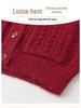 Dicker Strick-Cardigan für ältere Frauen: Oma-Stil, Pullover mit Kragen für Herbst und Winter.