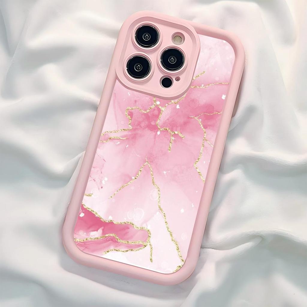 Pink Marble Groove Case for iPhone 15/16/17