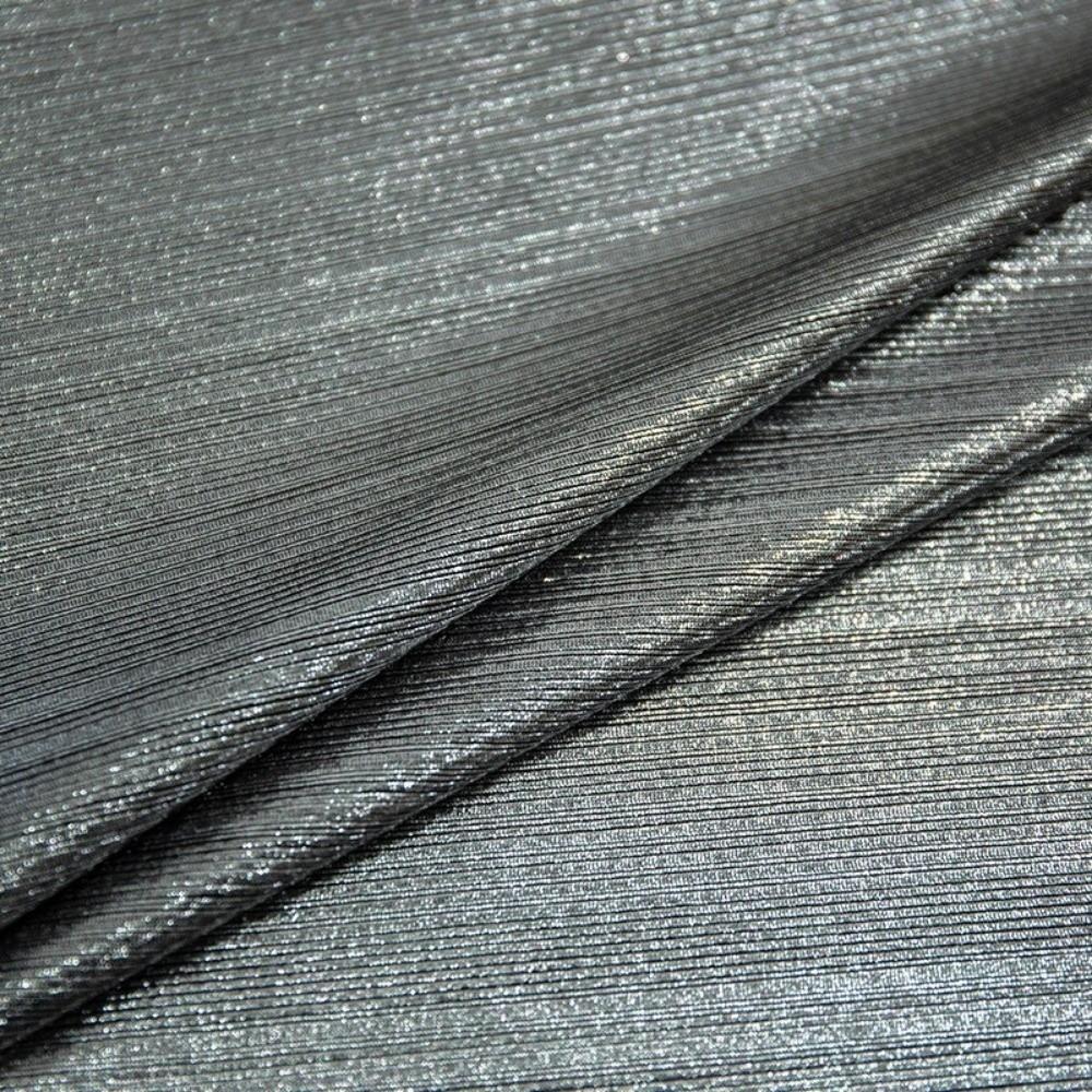 

Shiny Satin Fabric Silk Stripe Drawstring Knit Hot Stamping Fabric Stretch Laser Bright Color Dance Skirt Clothing Fabrics 100cm срібний