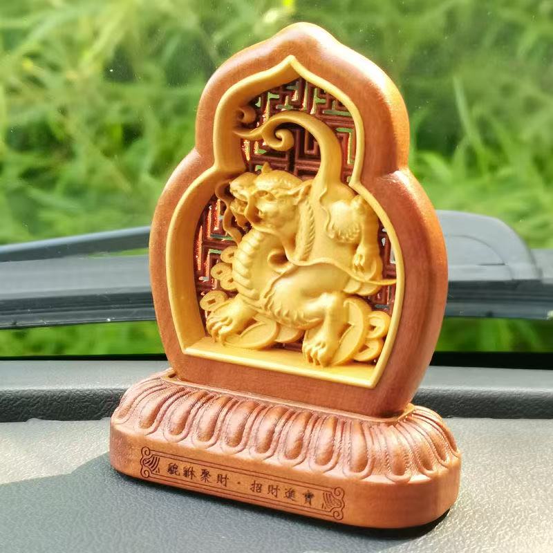 Wooden carving Guanyin-kylin sculptures and figurines  high-quality Home, Room, Office, Car Wealth Luck Feng Shui Decor