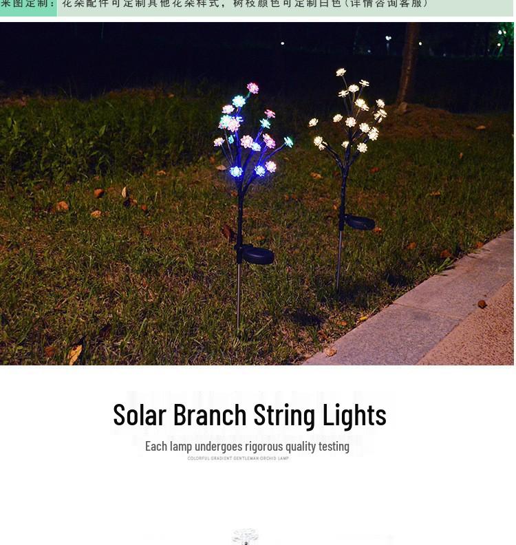 Outdoor Waterproof Solar Cherry Blossom Branch Lights for Garden and Lawn Decoration