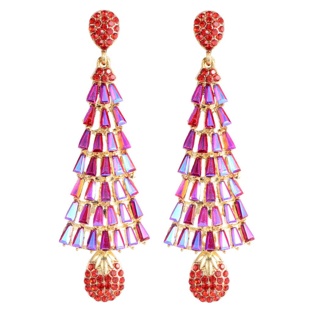 Christmas Tree Earrings With Tassels For Women Holiday Party Decor