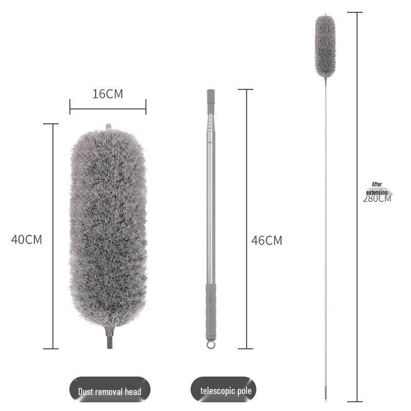 2.8m Retractable Feather Duster for Curved Ceilings - Electrostatic Household Dust Remover
