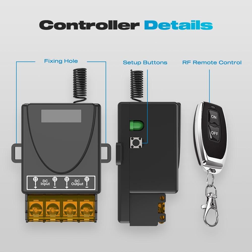 12V Wireless Remote Switch 30A Relay Rf Control 328Ft Long Range