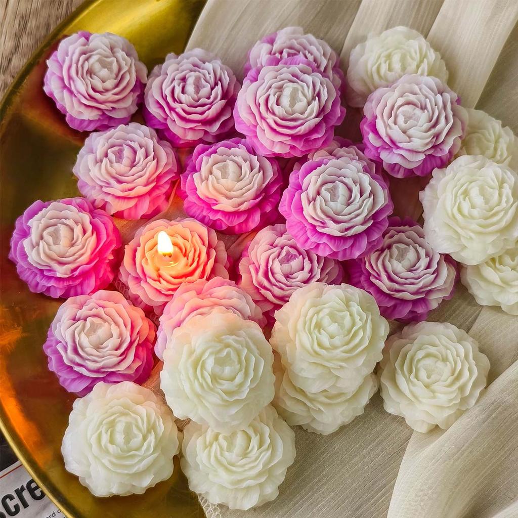 3pcs Flower Silicone Candle Mold DIY Peony Ornament Craft Gifts Making Tool Soap Plaster Resin Chocolate Baking Molds Home Decor