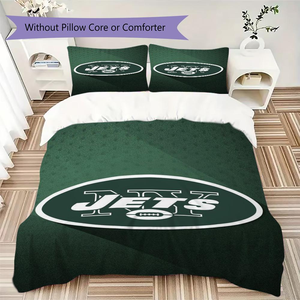 New York Jets Muster Bettwäsche Steppdecken-Set Bettbezug Kissenbezug Heimdekoration Geburtstagsgeschenk (1*Bettbezug + 2*Kissenbezug ohne Füllung)