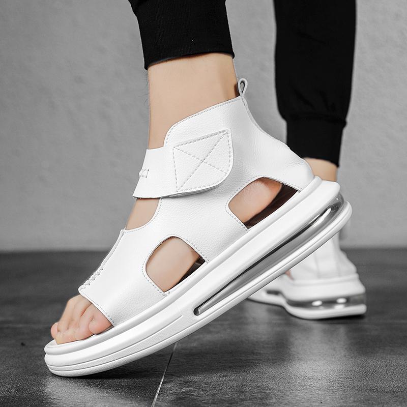 Fashion Simple Design Men's Sandals Solid Color PU Leather Men's Summer Casual Comfortable Open Toe Shoes Soft Beach Shoes Men's Sandal