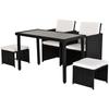 Poly Rattan Seating Group Dining Set Garden Set Furniture Set 11-Piece with Cushions Black