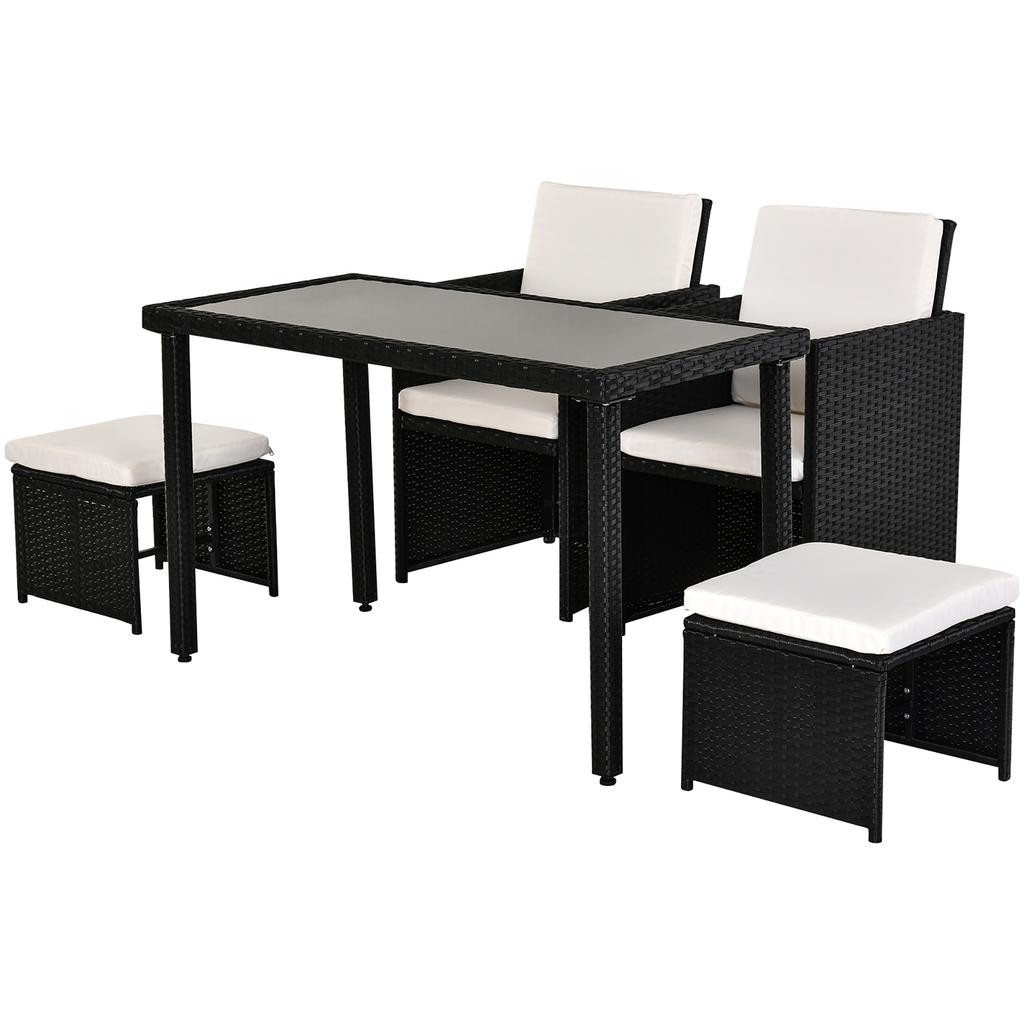 Poly Rattan Seating Group Dining Set Garden Set Furniture Set 11-Piece with Cushions Black