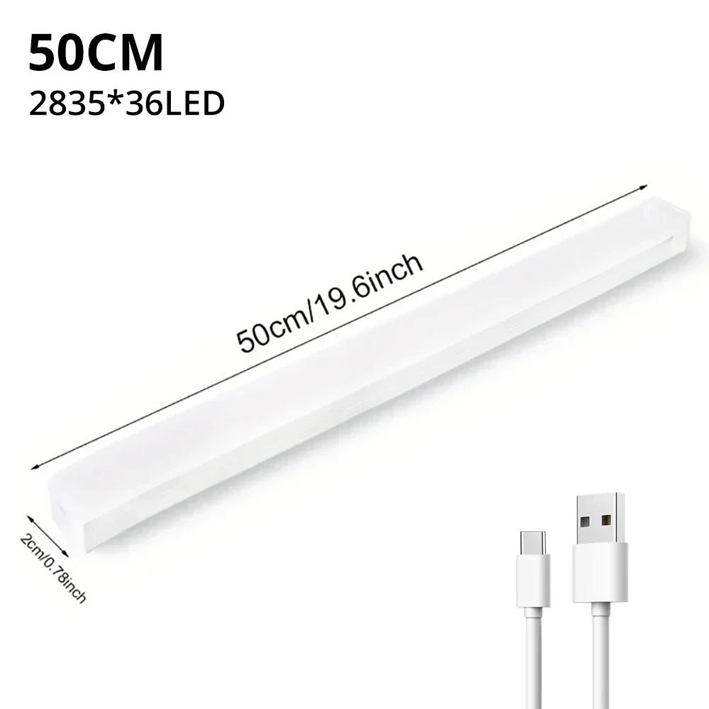 3-in-1 Bewegungssensor LED Schrankleuchte - Magnetisch USB Wiederaufladbar Unter-Schrank/Vitrinen-Streifen, 10-50cm Einstellbare Länge