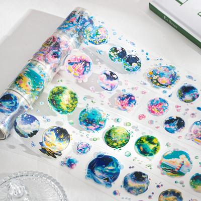 Journal GO 5x200cm Bubble World PET Die-Cut Tape Stickers Creative Collage Materials DIY Planner Journaling Scrapbooking Card