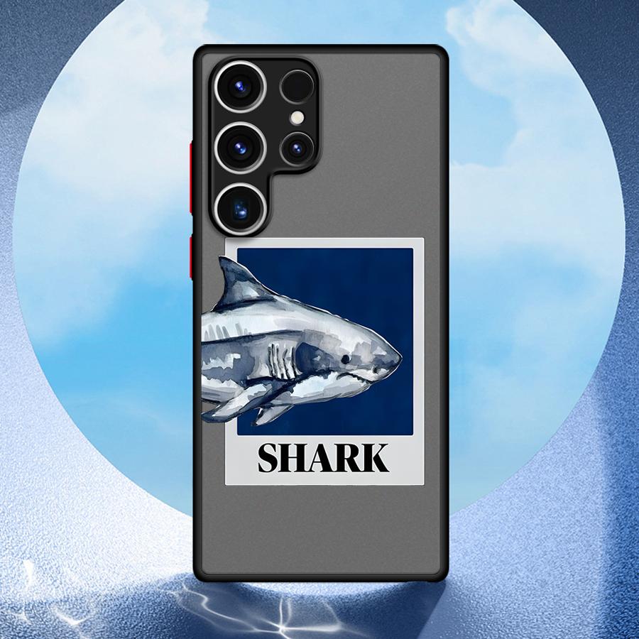 Case for Samsung Galaxy S25 Ultra S22 S24 Plus Note 20 Ultra 10+ S23 FE S26 S21 S20 FE Funda Back Phone Cover Cartoon Shark