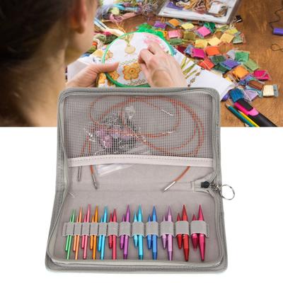 Jeu d'aiguilles à tricoter circulaires, 3 à 8mm, couleurs assorties interchangeables, avec sac de rangement pour l'artisanat