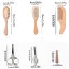 6-teiliges Baby-Tagespflege-Set, Baby-Holz-Haarbürsten-Set, Haarbürsten-Pflegeset, Nagelknipser, kleine Schere, Luftpolsterkamm