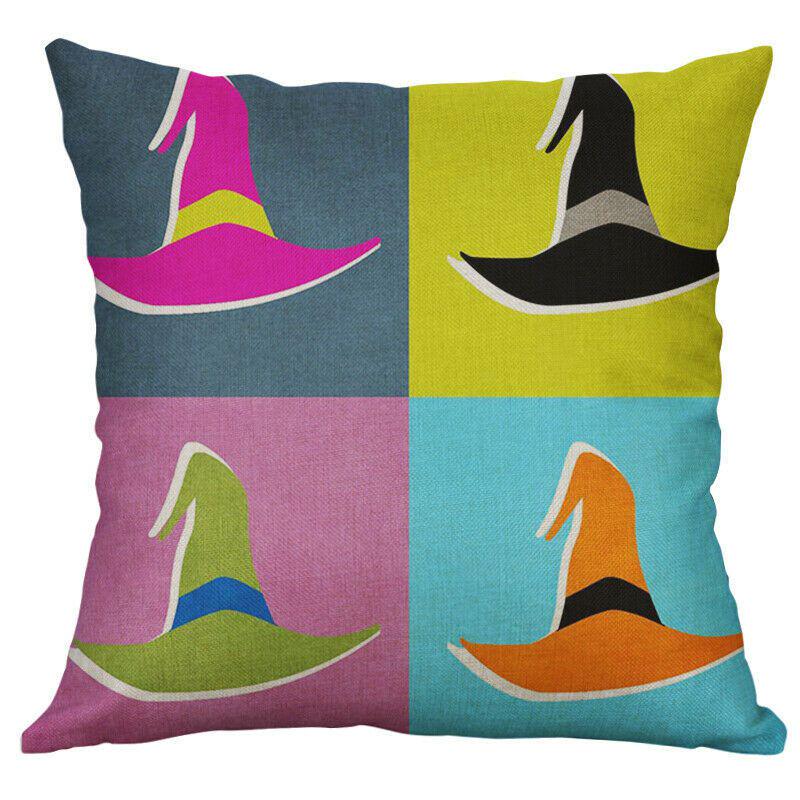 Vibrant Halloween Animal Print Cushion Cover Cotton Linen Pillow Case For Festive Home Decor