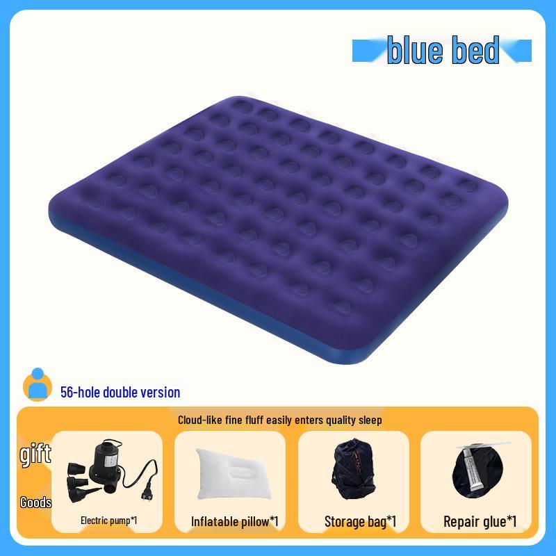 Portable Thickened Inflatable Mattress for Outdoor and Household Use, Single or Double, with Flocking Design