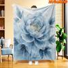 1pc 2D Flat Printing Spring And Summer New Arrival Blue Dreamy Peony Flower Digital Print Blanket, All-Season Use, Casual Throw, 100% Polyester Fiber 