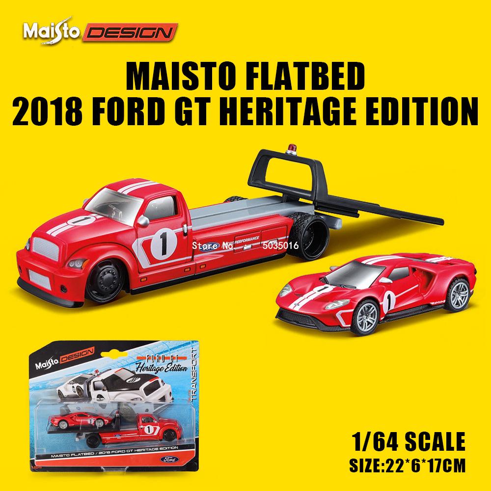 AAAOO1 Maisto 1:64 FLATBED/1988 BMW M3 E30 1965 FORD MUSTANG elite transport Die-casting car model collection gift toy
