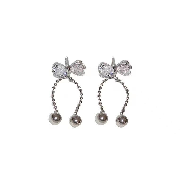 Bowknot Imitation Pearls Tassel Dangle Earrings for Women Temperament Versatile Fashion Earring Elegant Jewelry