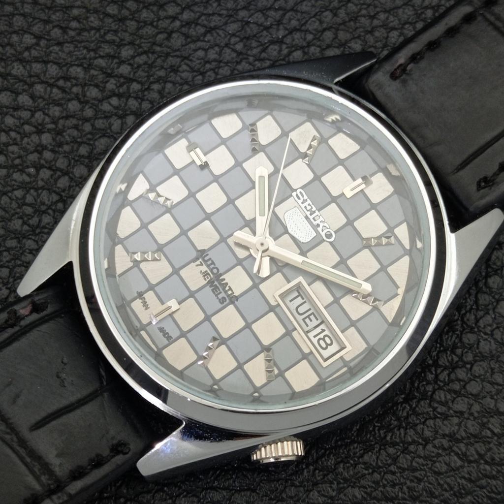 JAPAN VINTAGE SEIKO 5 AUTOMATIC REFURBISHED MENS GREY COLOR DIAL WATCH A440456-4 Sk-a440456