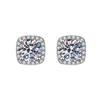 Boucles d'oreilles à clous en moissanite d'imitation d'un carat à micro-diamants carrés pour la mode simple et haut de gamme pour femmes, bijoux version coréenne, boucles d'oreilles