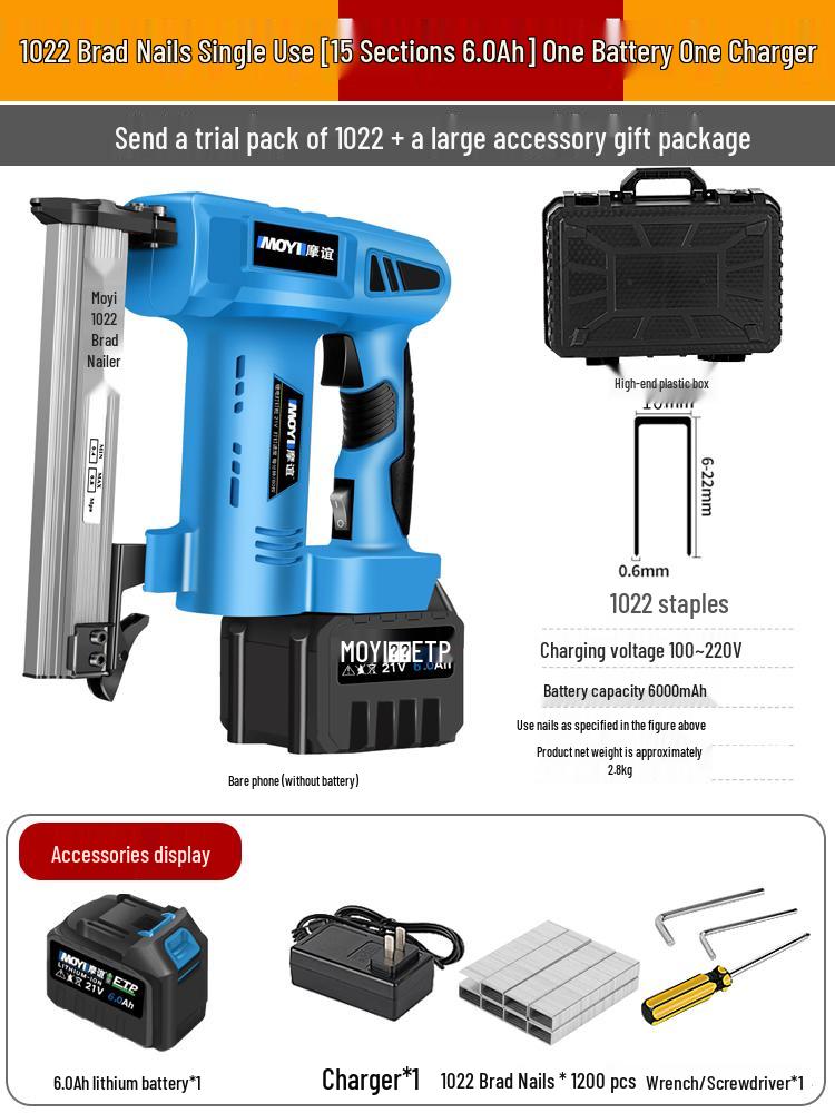 Rechargeable Electric Nail Gun, F30 Brad Nailer & Stapler, with Lithium Battery for Woodworking.
