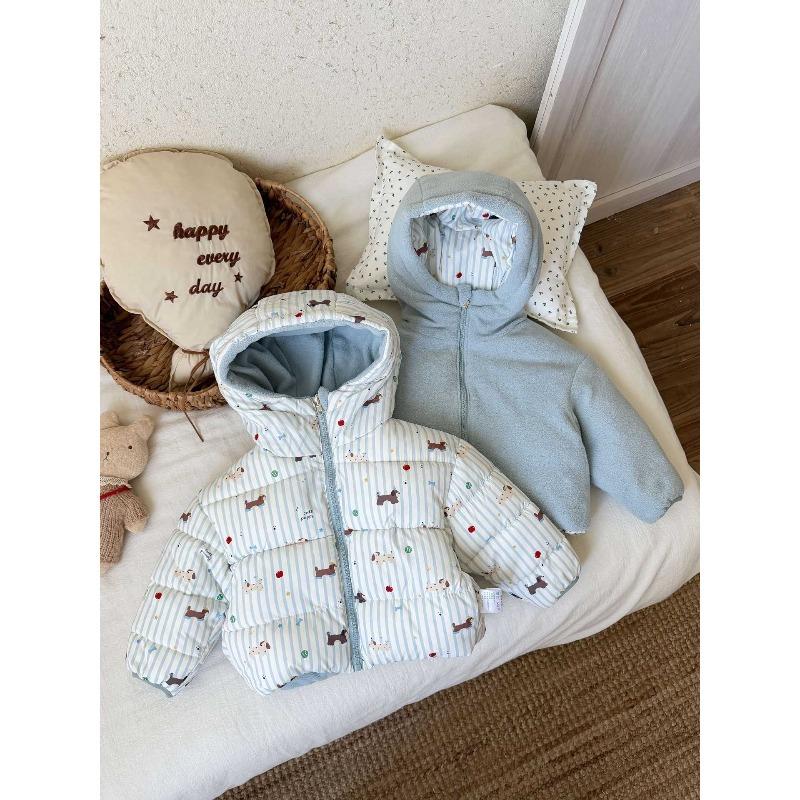 Autumn and Winter Double-sided Down Cotton Jacket, Children's Thick and Plush Children's Clothing, Short Jacket, Jacket