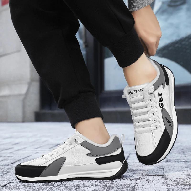 Męskie Sneakersy Zimowe Ciepłe Bawełniane Buty dla Mężczyzn z Grubą Podeszwą Antypoślizgowe Śniegowce Casualowe Bawełniane Męskie Buty Zapatillas Hombre