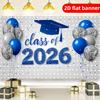 2D flat banner graduation celebration background fabric printed with blue digital pattern of 2026 graduation class