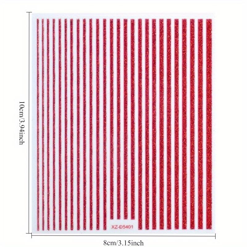 8 Sheets 8 Colors Lines Nail Stickers Silvery Golden Stripe Letters Decals Curve Gel Nails Art Sliders Manicure Decor