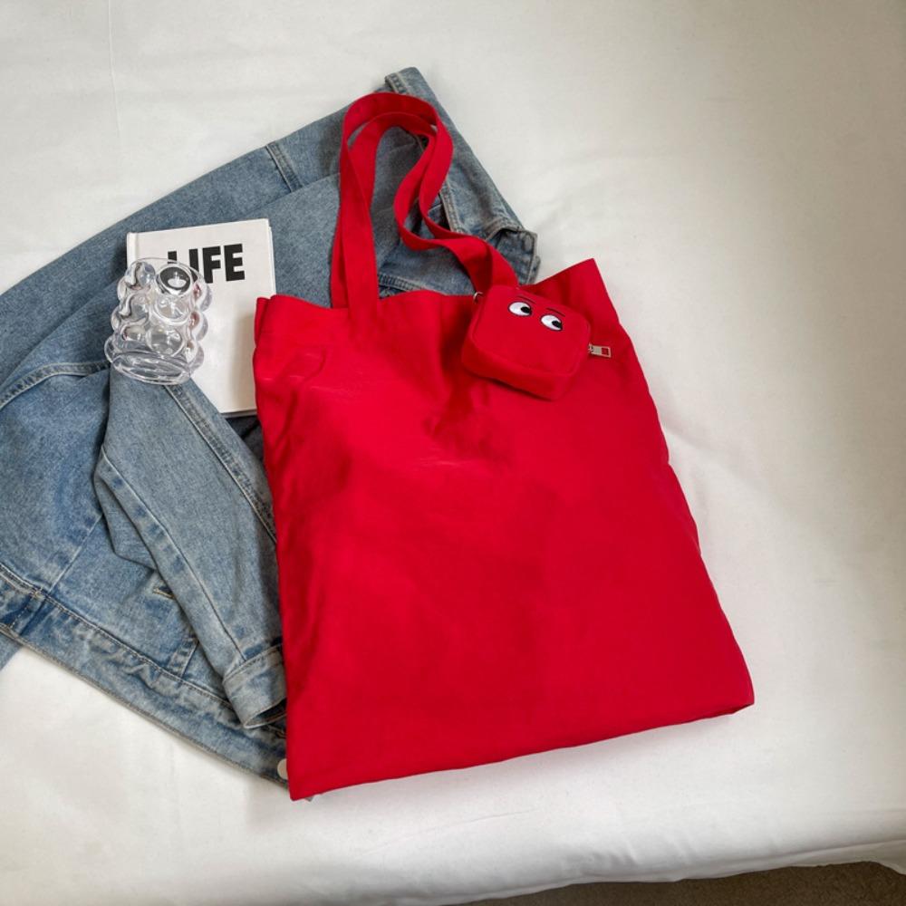 With Storage Bag Solid Color Shoulder Bag Shopping Bag Colorful Handbag  Students