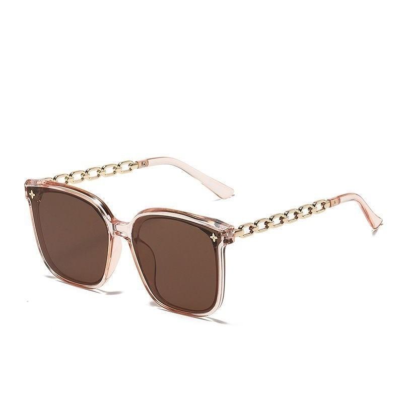 Korean Style Fashionable Sunglasses Square Glasses Fashionable Women's Glasses Hollow Chain Glasses Legs Travel Sunglasses