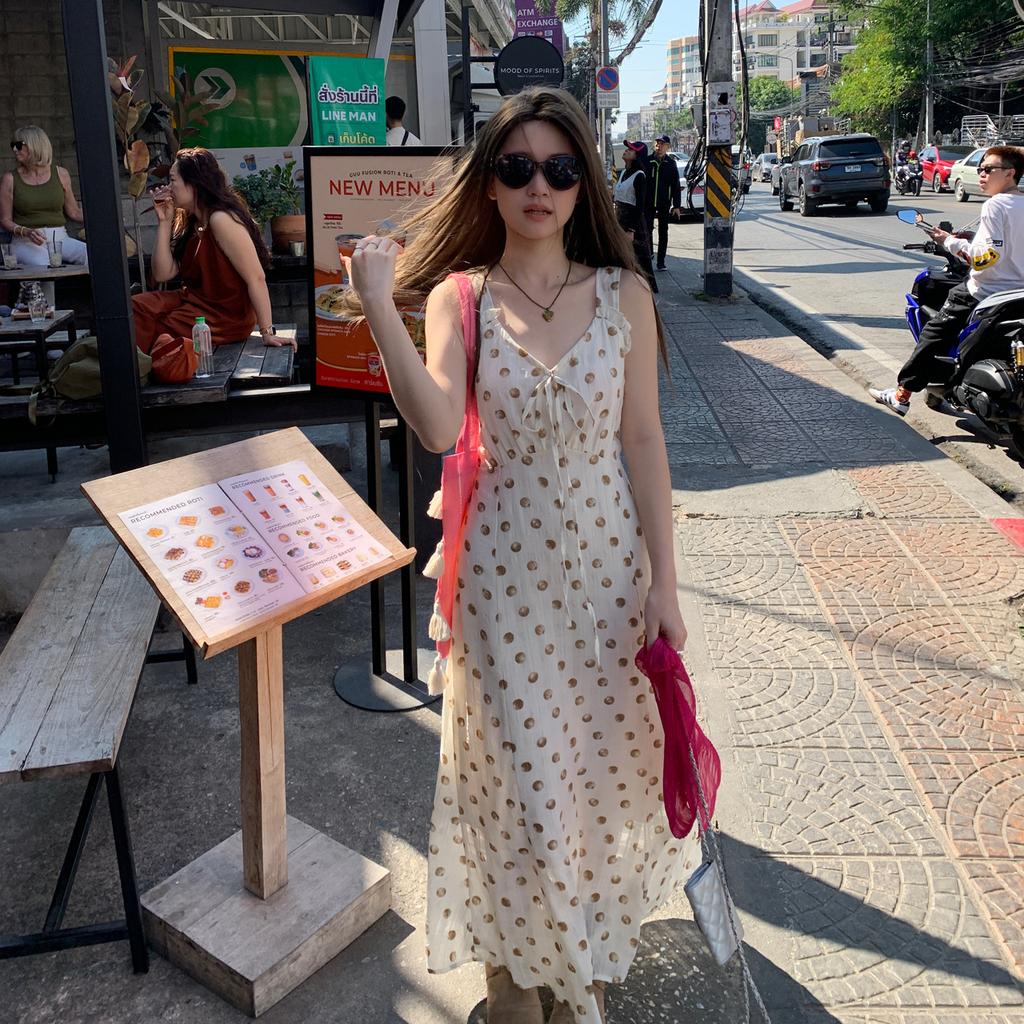 Damen Sommer Mode Sanfter Wind Süßes Blumenkleid Design Sinn Schlank Ärmellos A-Linie Neckholder Langes Kleid