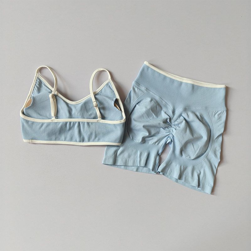 Yoga Set for Women with Chest Pads, Tight-Fitting, Quick-Drying, Suitable for Outdoor Running, Sports, Fitness, and Yoga, High-Waisted Shorts