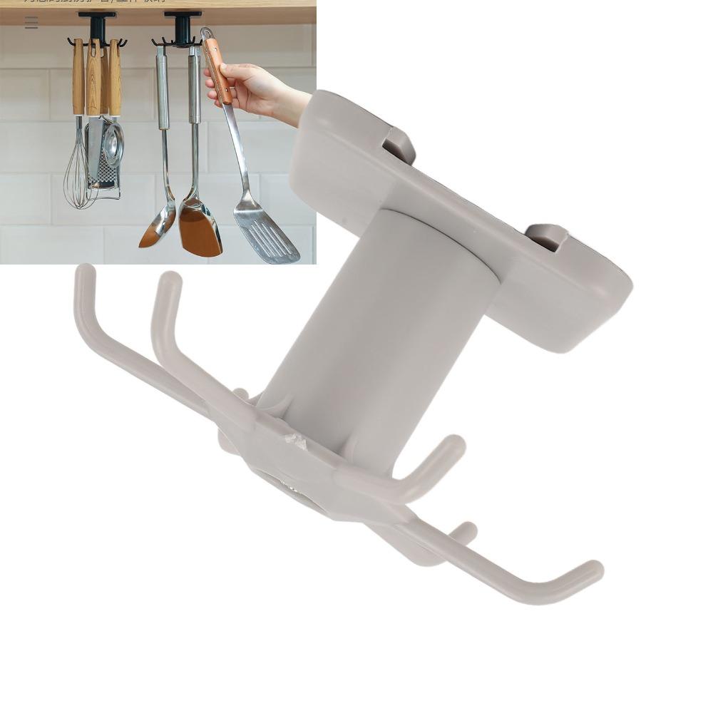 3pcs Strong Bearing Kitchen Utensil Hooks 360 Degree Rotation Adhesive Hanging Rack For Kitchen