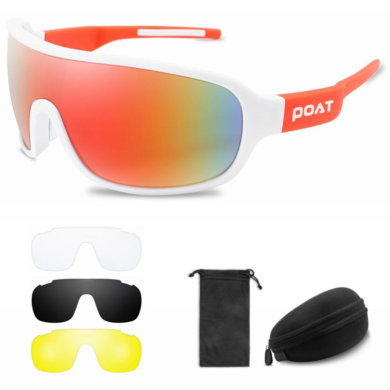 POAT Outdoor Sports Men Women Sunglasses Extra Lens Cycling Eyewear Fashion Bike Bicycle Mtb Goggles with Case UV400
