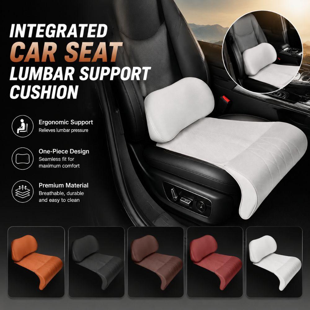 Memory Foam Integrated Lumbar Leg Support Mat Leather Extended Seat Cushion Vehicle Universal