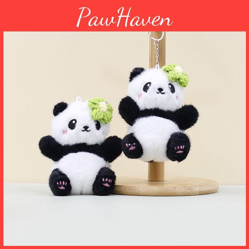 Flower Head Cute Red Panda Keychain Cartoon Girl Backpack Pendant Decorative