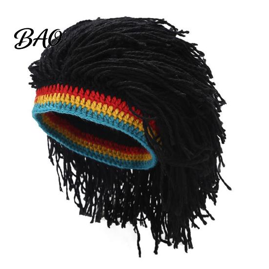 Partykostüm Hut Hip Hop Stil Hut, Einteilige Dreadlock Perücke Gestrickte Jungen und Mädchen Elastische Faser Kappe, Musikfestival für Partys Festivals Halloween