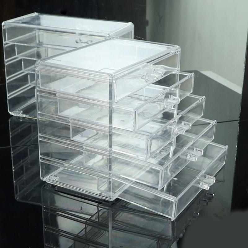 Elegant Acrylic Makeup and Jewelry Drawer Organizers Beauty Container with Multi Layer Design for Home and Vanity Use